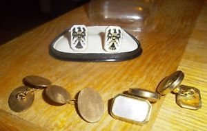 【送料無料】メンズアクセサリ―　ビンテージイーグルシンボルセット listing3 sets of vintage cufflinksenamel eagle symbol mop 12 ct
