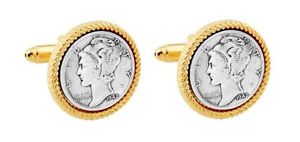 【送料無料】メンズアクセサリ―　マーキュリーダイムアメリカカフスボタンメーカーmercury dime cufflinks manufacturers direct made in usa