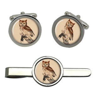 【送料無料】メンズアクセサリ―　フクロウラウンドタイクリップセットscreech owl round cufflink and tie clip set 13,666円