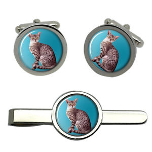 【送料無料】メンズアクセサリ―　エジプシャンマウタイクリップセットegyptian mau cat round cufflink and tie clip set