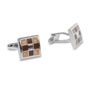 【送料無料】メンズアクセサリ— パネルカフリンクスnine panel brown cufflinks|hokushin