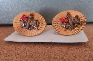 【送料無料】メンズアクセサリ— ビンテージメンズマタドールブルファイターカフスボタンvintage mens matador bull fighter cufflinks bright cut gold tone 1960s70s|hokushin