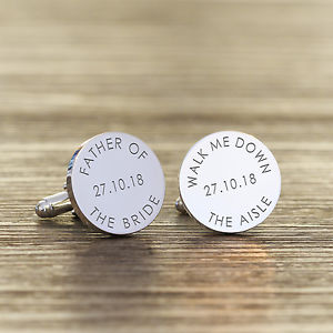 【送料無料】メンズアクセサリ―　カフスリンクpersonalised silver plated father of the bride aisle wedding date cufflink