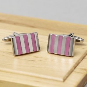 【送料無料】メンズアクセサリ― ピンクストライプカフリンクスpink stripes cufflinks