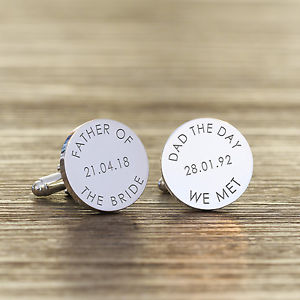 【送料無料】メンズアクセサリ―　パーソナライズpersonalised silver plated father of the bridegroom wedding date cufflink