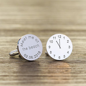 【送料無料】メンズアクセサリ&mdash;　パーソナライズビーチpersonalised silver plated meet me at the beach wedding time amp; date cufflink｜hokushin