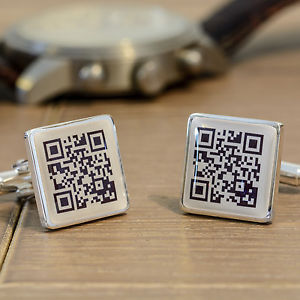 【送料無料】メンズアクセサリ―　カフスリンクメッセージqrpersonalised square cufflinks secret message qr for men birthday wedding gift