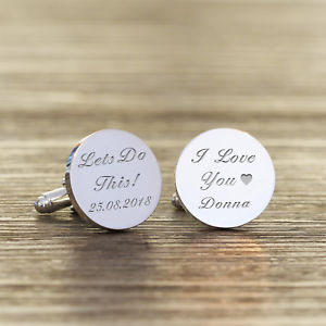 【送料無料】メンズアクセサリ―　カフスリンクpersonalised silver plated groom lets do this wedding date cufflink