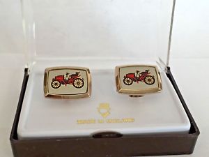 【送料無料】メンズアクセサリ―　ビンテージビンテージカーカフリンクスvintage quality chunky vintage car engraved cuff links