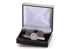 【送料無料】メンズアクセサリ— プレゼントカフスボタンタイクリップ mens birthday gift sixpence coins cufflinks and tie clip|hokushin