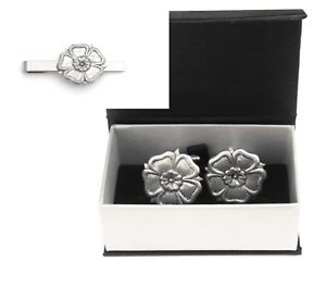 【送料無料】メンズアクセサリ— イングリッシュローズピューターカフスボタンタイクリップボックスセットenglish rose pewter cufflinks and tie clip set english gift boxed|hokushin