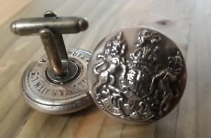 【送料無料】メンズアクセサリ―　ピンカフスボタンイギリスロイヤルクレストmilitary buttonhole pin cufflinks british army genuine ww2 royal crest