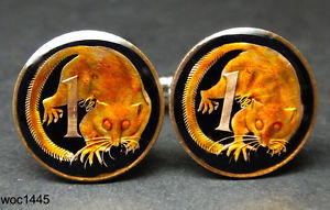 【貨物輸送無料】メンズ佩び物― オーストラリアコインカフスリンクコモリネズミセントaustralia enamelled coin cufflinks ringtailed opossum cent