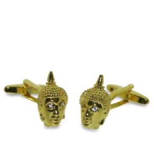 【貨物輸送無料】メンズ佩び物― カフリンクスbuddhas head gold plated cufflinks