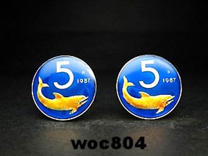 【貨物輸送無料】メンズ佩び物― イタリアコインカフスリンク5紫はしどい海豚italy coin cufflinks 5 lire dolphin