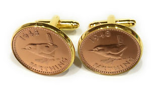 【送料無料】メンズアクセサリ— コインカフスボタンカフリンクス80th birthday 1938 farthing coin cufflinks 80th 1938 gold plated cufflinks|hokushin