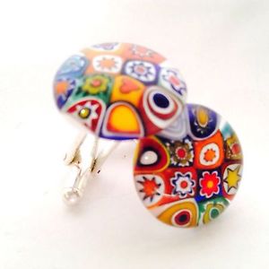 【送料無料】メンズアクセサリ― ムラノガラスラウンドシルバーカフリンクス listingrandom multicoloured murano glass millefiori round silver cufflinks