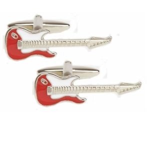 【送料無料】メンズアクセサリ— ギターカフスボタンダルbritish made dalaco red and white guitar cufflinks dal901448|hokushin