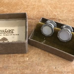 【送料無料】メンズアクセサリ&mdash;　ゴールドデコビンテージボックスパールカフリンクスstalokt gold fill deco filigree vintage 1930s mother of pearl cufflinks in box｜hokushin
