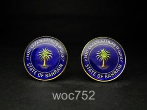 【貨物輸送無料】メンズ佩び物― バーレーンエナメルコインパームツリーカフリンクスbahrain enamelled coin cufflinks palm tree