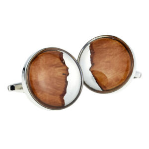 【送料無料】メンズアクセサリ―　ボックス×ブライアーブライアーウッドカプセルカフスボタンセクションsingle section of briar wood encapsulated cufflinks in a box x2briar4xcbox