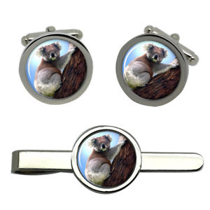 【送料無料】メンズアクセサリ— コアララウンドタイクリップセットkoala bear round cufflink and tie clip set|hokushin