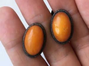 【送料無料】メンズアクセサリ―　アンティークビンテージカフスボタンantique vintage natural baltic butterscotch egg yolk amber cufflinks 11gm