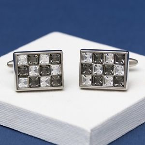 【送料無料】メンズアクセサリ―　グレークリスタルカフリンクスac grey crystal cufflinks