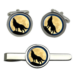 【送料無料】メンズアクセサリ―　タイクリップセットhowling wolf round cufflink and tie clip set