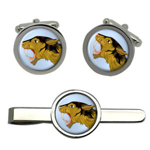 【送料無料】メンズアクセサリ&mdash;　タイクリップセットsabre toothed tiger round cufflink and tie clip set｜hokushin