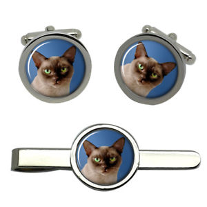 【送料無料】メンズアクセサリ— ビルマタイクリップセットburmese cat round cufflink and tie clip set|hokushin