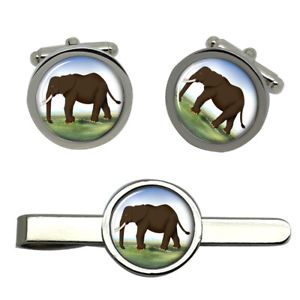 【送料無料】メンズアクセサリ— エレファントラウンドタイクリップセットelephant round cufflink and tie clip set|hokushin