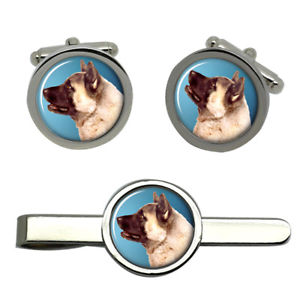 【送料無料】メンズアクセサリ―　タイクリップセットakita dog round cufflink and tie clip set