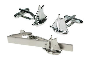 【送料無料】メンズアクセサリ— ヨットセーリングカフスボタンカフリンクスタイバーyacht sailing cufflinks cuff links amp; tie bar gift set with silver sails|hokushin