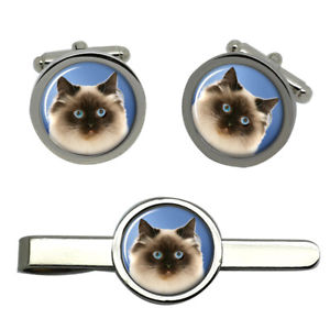 【送料無料】メンズアクセサリ―　タイクリップセットbirman cat round cufflink and tie clip set