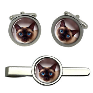 【送料無料】メンズアクセサリ―　シャムタイクリップセットsiamese cat round cufflink and tie clip set