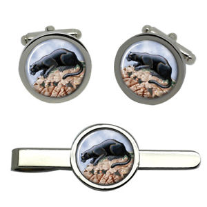 【送料無料】メンズアクセサリ— パンサーラウンドタイクリップセットpanther round cufflink and tie clip set|hokushin