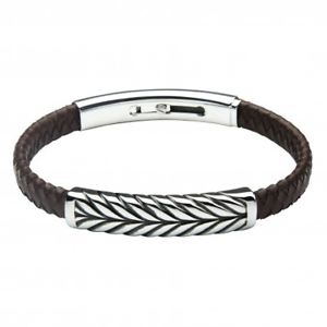 【貨物輸送無料】メンズ佩び物― アムールブラウンレザージョスフォンアークススチールブレスレットamur brown leather and steel bracelet by jos von arx