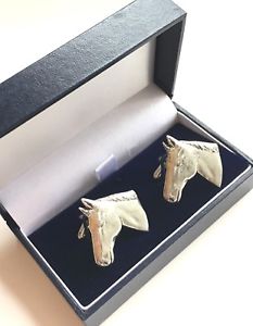 【貨物輸送無料】メンズ佩び物― パーソナライズピューターカフリンクスpersonalised horse head hand made pewter cufflinks n377 e09 boxed