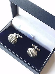 【貨物輸送無料】メンズ佩び物― ディンプルゴルフボールピューターカフスボタンボックスdimpled golf ball hand made pewter cufflinks n304 gift boxed