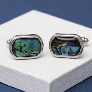 【送料無料】メンズアクセサリ―　ラウンドエッジパウアシェルカフリンクスround edge paua shell cufflinks