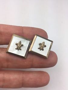 【送料無料】メンズアクセサリ— ヴィンテージフレンチパールカフリンクスvintage french fleur de lis mother of pearl cufflinks|hokushin