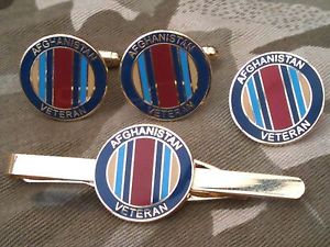 【送料無料】メンズアクセサリ― アフガニスタンベテランカフリンクスバッジネクタイクリップセットafghanistan veteran cufflinks, badge, tie clip gift set