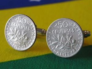 【送料無料】メンズアクセサリ— フランス50サンチームカフスリンクスターリングフランスジュエリー50french 50 centimes cufflinks coin sterling silver money france jewelry fifty|hokushin
