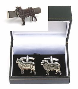 【送料無料】メンズアクセサリ&mdash;　カフスボタンタイクリップバースライドブッチャーセットbutcher sheep cufflinks amp; tie clip bar slide set butcher gift｜hokushin