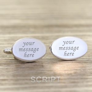 【送料無料】メンズアクセサリ&mdash;　メッセージカフスボタンパーソナライズカフリンクスany message engraved cufflinks personalised oval cufflinks｜hokushin