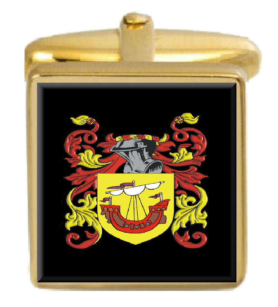 【送料無料】メンズアクセサリ―　プラットカフスリンクplatt england family crest surname coat of arms gold cufflinks engraved box