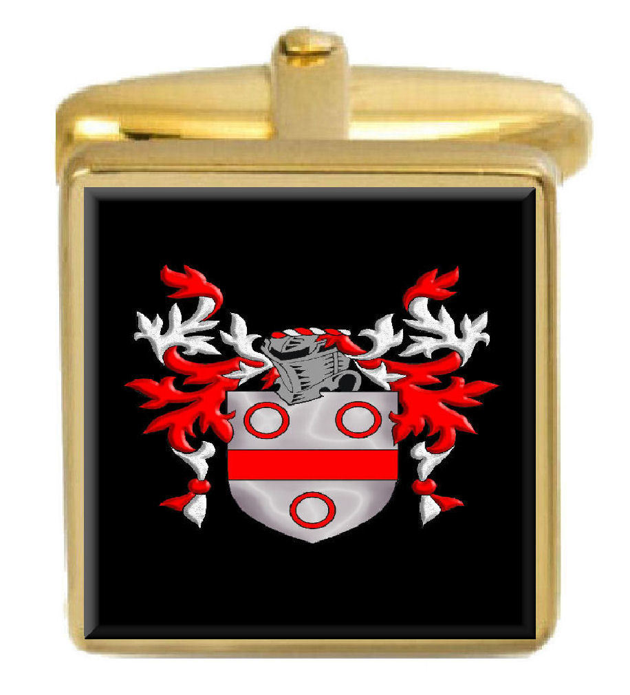 【送料無料】メンズアクセサリ―　ゴールドカフスリンクcherry england family crest surname coat of arms gold cufflinks engraved box