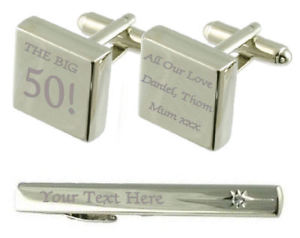 【送料無料】メンズアクセサリ―　ビッグカフスボタンタイクリップボックスbig 50 birthday engraved cufflinks tie clip box set
