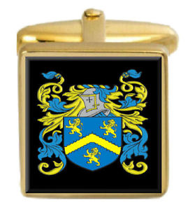 【送料無料】メンズアクセサリ―　クラークイングランドカフスボタンボックスコートclarke england family crest surname coat of arms gold cufflinks engraved box